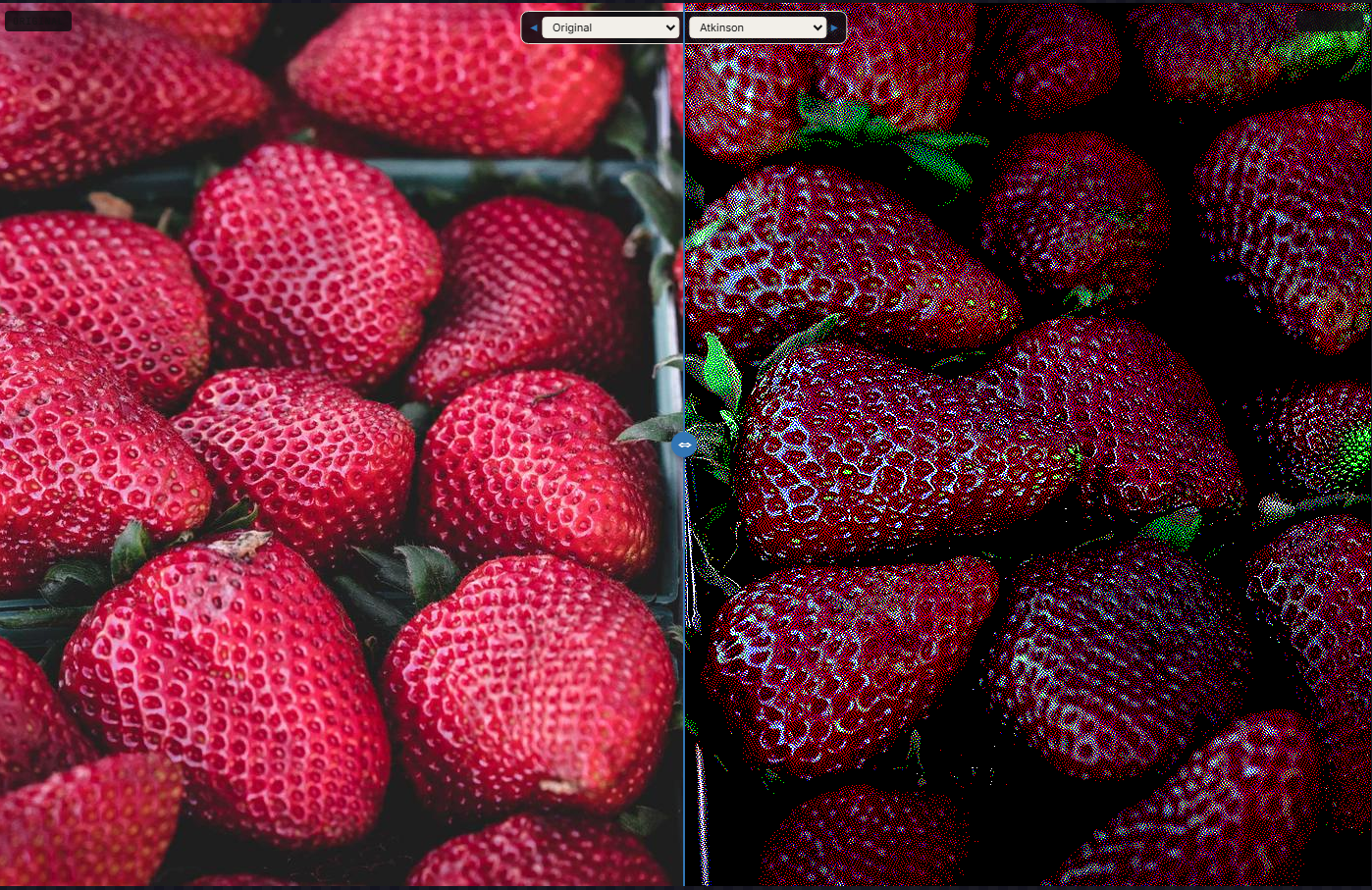 6-color E-Ink palette: original photo next to dithered version